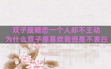 双子座暗恋一个人却不主动 为什么双子座喜欢我但是不表白